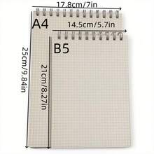 Spiral Grid Notebook, Top-Bound Notebook, Grid Notebook, Shorthand Notebook, Memo Pad, Grid Paper Suitable For Sketching, Drafting Office Supplies, Flip Notebook, Student Learning Notebook, Grid - White - View 12