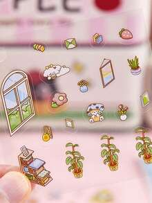 1 مجموعة كتاب ملصقات منظر طبيعي مصغر، موضوع حفلة المنزل، مناظر طبيعية عادية ملصقات ألبوم الصور