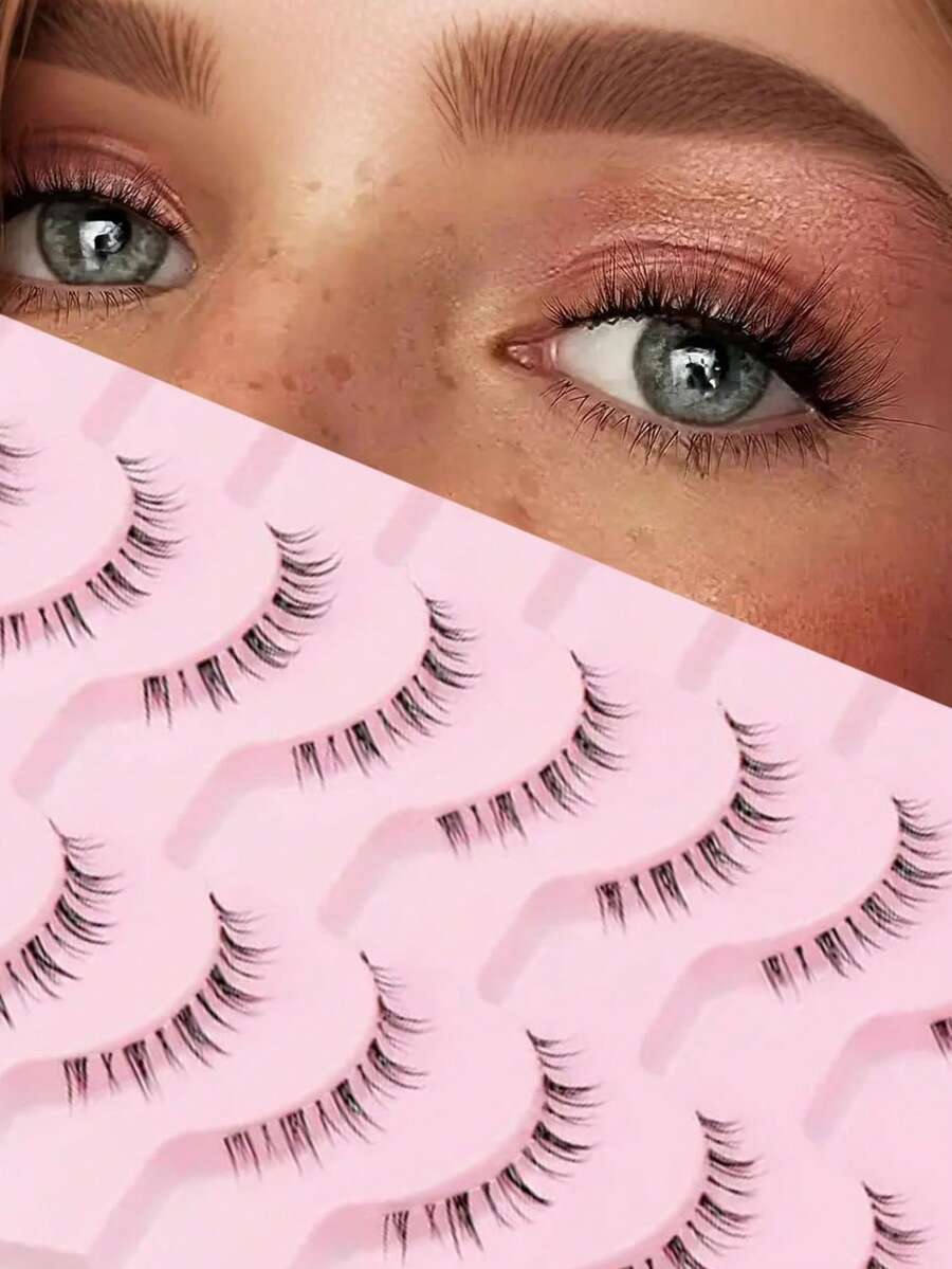10 أزواج من رموش عين القطة السفلية السميكة، طراز B مجعد، طبيعي وكوسبلاي، قابلة لإعادة الاستخدام، مناسبة للأنمي والمظهر المتقاطع، مناسبة للمبتدئين، ماكياج ناعم وطبيعي
