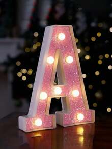 1 件 16 厘米/21 厘米 LED 字母灯，粉色闪烁字母灯，电池供电，房间装饰夜灯，桌面中心装饰，用于卧室、家庭、生日派对装饰、夜间婚礼、生日、圣诞灯、女孩礼物、儿童房装饰、婴儿房装饰、迎婴派对、情人节装饰 - 暖白光 - 查看 2