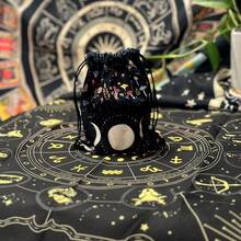 1pc Tarot Tablecover Elegant Sun And Moon Mandala Talobu Altar Cloth Starry Sky Table Cloth Witchcraft Astrology Black Oracle Mat Tarot Tablecloth Boho Playmat Cloth Home Decor - Black - View 12