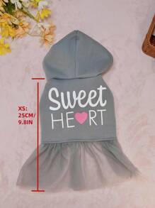 Pet Hooded Mesh Sweatshirt Dress, Outerwear For Small Cats, Small Dogs, Poodle, Bichon Frise