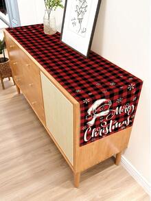 1pc Christmas Pattern Printed Table Runner, 4pcs Christmas Pattern Printed Placemats, Suitable For Holidays, Parties, Birthdays, Dinners, Kitchen & Dining Room Table Decor, All Season Home & Living Decor