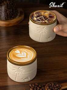 shoxil 1 件咖啡杯、咖啡杯、茶杯、棕榈树和骆驼图案杯、沙特风格陶瓷杯、沙特咖啡杯、沙漠风格咖啡杯、适合家庭、节日礼物、娱乐、庭院、餐厅、沙特国庆日 - 咖啡杯 - 查看 6