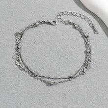 1pc Double-Layer Heart Shape Bracelet, Romantic & Feminine, Suitable Gift For Women, Students, Friends, Birthday/Anniversary - Silver - View 11