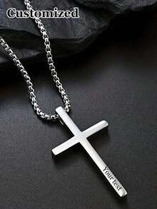 Custom Fashion Stainless Steel Cross Pendant Necklace, Custom Titanium Steel Cross Necklace, Versatile, Custom Sweater Chain, Accessories Suitable For Daily Wear, Unisex, Multifunctional, Decorative, Exquisite, Fashionable, Colorful, Unique, Can Be Used As A Unique Gift For Birthdays, Wedding Anniversaries, Girlfriends, Boyfriends, Parents, Wives, Husbands, Sisters, Brothers - Multicolor - View 6