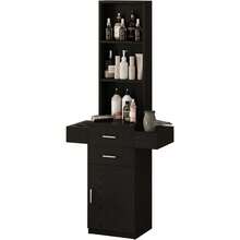Hombck Salon Station For Hair Stylist, Salon Station With Barber Cabinet, Hair Stations Equipment Hair Dryer Holder, Drawers, Storage Cabinet For Hair Styling, White/ Black/ Pink - 黑色 - 查看 9