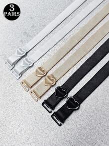 1-3对/套可爱俏皮心形扣内衣肩带弹力布肩带可更换文胸肩带可调节防滑肩带文胸布肩带 - 彩色 - 查看 13