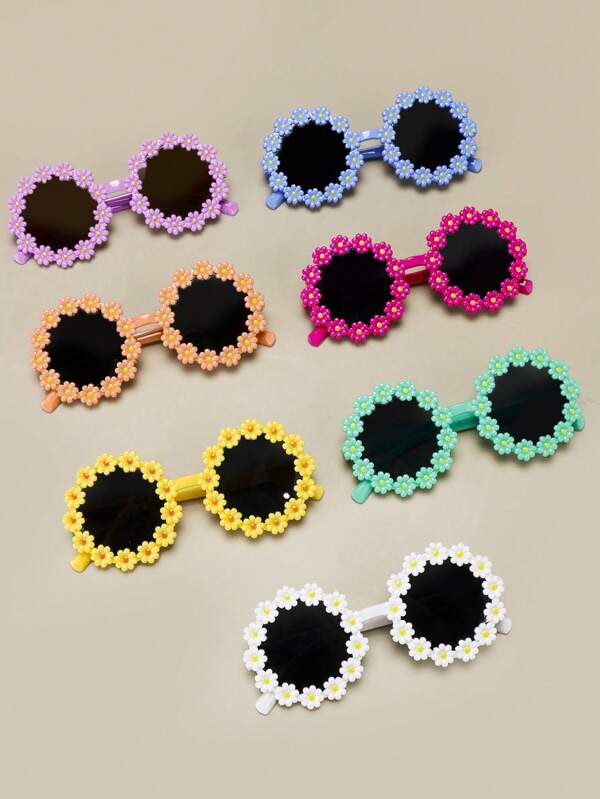 1-12pcs Flower Eyeglasses, Daisy Petal Eyeglasses, Suitable For Parties, Outdoor Recreation, Photography Props, Hawaii Decorations, Holiday Travel Accessories, Vacation Supplies, Lightweight, Durable, Multi-Functional