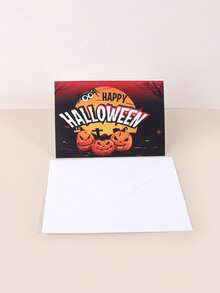 6 arkuszy/opakowanie, kartka z życzeniami na Halloween – pusta w środku, karta z zaproszeniem na Halloween, zestaw kartek informacyjnych – kartki z życzeniami w różnych wzorach z okładką w stylu vintage Halloween na życzenia, pamiątki i prezenty świąteczne (z 6 kopertami i 6 okrągłymi naklejkami), niezbędne artykuły na święta