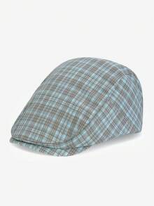 1pc Unisex Fashion Plaid Beret Hat, Retro British Style Newsboy Cap, Suitable For Autumn/Winter Outdoor Daily Wear, Great Gift