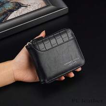 Dizorris Anti-Theft Bifold Men's Wallet, Retro Short Imitation Belt Wallet, Multifunctional Fashion With Card Slots, Cash And Coin Storage, Complete Zipper Closure, Simple And Atmospheric Design, Perfect Gift For Travel, Holidays, Birthdays And Special Occasions - 黑色 - 查看 4