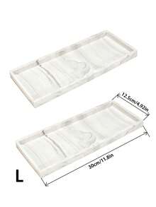 硅胶台面和梳妆台托盘 - 防碎硅胶厨房和浴室托盘、水槽皂液器托盘、香水和钥匙托盘、浴室梳妆台托盘 - 黑與白 - 查看 15