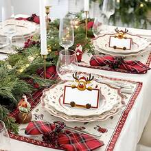 10/20/50 Tarjetas de decoración de mesa navideña, tarjetas de papel con nombres de asientos de renos para decoración de mesa navideña, adecuadas para decoración de fiesta de Navidad con tarjetas de nombre de asientos