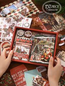 157 قطعة هدايا عيد الميلاد، مجموعة هدايا، هدايا متعددة الفئات، صندوق هدايا مختلط، صندوق أمنيات دافئة لعيد الميلاد، سلسلة عيد الميلاد، دفتر ملاحظات بغلاف صلب، لوح تذكير، ملصقات ورقية زخرفية، دفتر ورقي، دفتر ملاحظات للطلاب، صندوق هدايا متنوع. مثالي لديكورات القرطاسية ذات موضوع عيد الميلاد، مثالي للهدايا. ديكور المنزل ديكورات عيد الميلاد ديكور الغرفة الشتوي