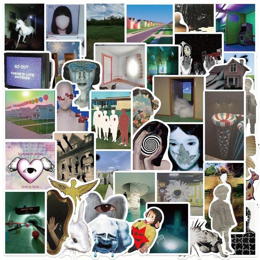 50 件 Acidic Dream Core 美学涂鸦趣味贴纸 美学装饰水瓶、安全帽、行李箱、自行车、滑板 - 彩色 - 查看 1