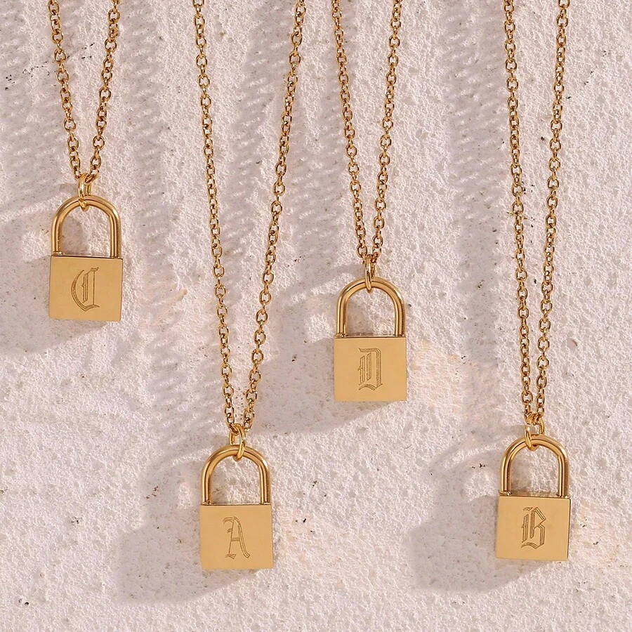 Ins Fashion Versatile Necklace Hip-Hop Multi-Layer Stainless Steel Letter Concentric Lock Necklace - Chữ H - Xem 1