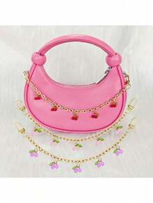 Ciondolo a forma di ciliegia - Accessorio decorativo in metallo per borse, con ciliegie rosa e rosse, per borse a mano, borse a tracolla e borse a spalla - Rosa/Viola/Rosso, ciondoli per borse, catena per borse a tracolla da donna, pendente per portafogli, sostituzione braccialetto alla moda e carino con ciondolo a forma di ciliegia 3D, accessorio pendente per borse