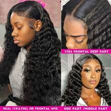 NARNI 28 30 Inch 13x6 Loose Deep Wave Lace Front Wigs Human Hair 250% Density HD Transparent Lace Frontal Wigs Human Hair Pre Plucked Loose Deep Wave Wigs Human Hair With Baby Hair For Women Natural Color - Natural Black - 查看 8