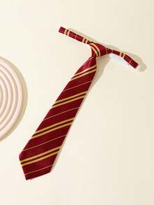 1pc Handmade Polyester Red Striped Arrow Shaped Skinny Tie, Essential For Back To School, Suitable For Halloween Party, Great Gift - Twill Tie - View 2