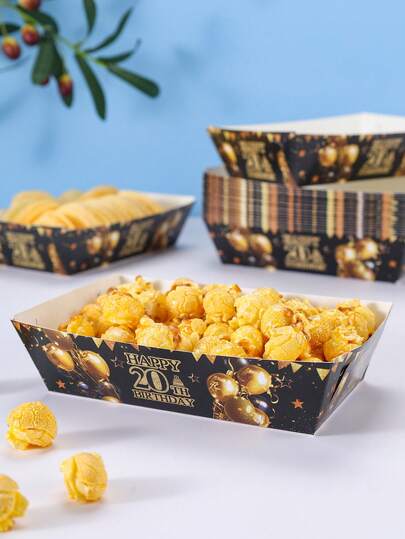 10/24pcs 20th Birthday Happy Food Boxes, Fries Boxes, Popcorn Boxes, Popcorn Boxes, Birthday Party Decorations And Family Movie Night Snack Boxes, Suitable For Lunch Box, Bakery Bread, Burger Restaurant