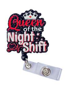 Night Shift Queen Retractable D Card Holder Reel With Cute Cartoon Design, Nurse Hospital Badge Holder Office Lanyard 1pc - A - View 1