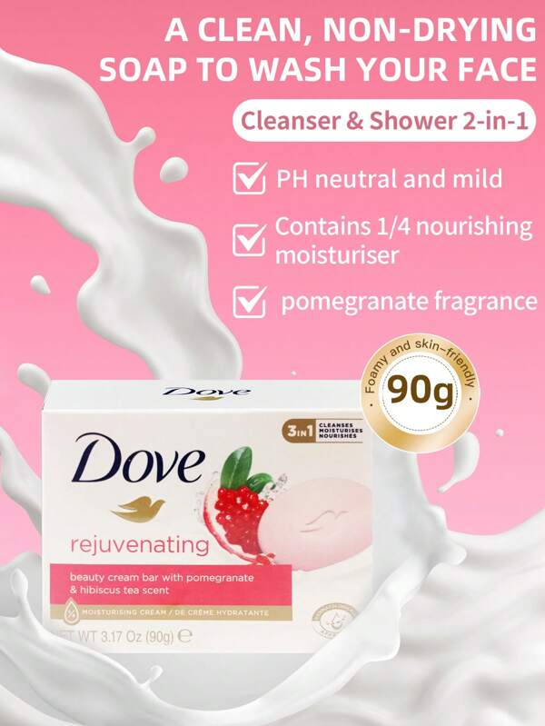 Dove Saponetta da 90g al profumo di melograno Dove, 2 in 1 detergente e doccia