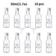 46/18/1pc 迷你酒瓶，透明塑料果汁瓶，配金色、银色和黑色螺旋盖，以及黑色婚礼主题标签，适用于婚礼派对用品、生日派对、新娘送礼会、派对装饰 - Transparent - 查看 20