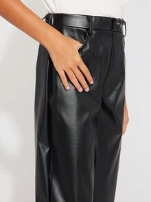 Radiana Calças Elásticas De Perna Reta Soltas Para Meninas Adolescentes, Moda Outono Inverno, Casual, Descolada, De Rua - Preto - Ver 5