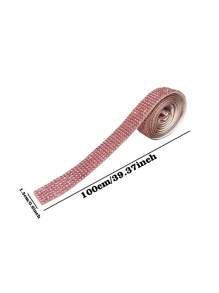 DIY Rhinestone Stickers, Shiny Car Decor Strips/Photo Frame Stickers/Creative Rhinestone Stickers - Dusty Pink - View 5