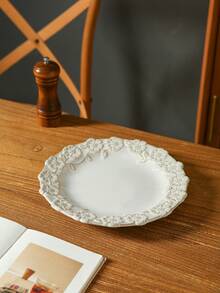 1pc French Vintage Palace Style Floral Embossed Ceramic Coffee Cup & Saucer Set - Multicolor - View 7