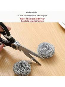 6pcs/12pcs Stainless Steel Kitchen Cleaning Balls - Non-Electric Dish Scrubber, Suitable For Bowls, Pots, Cooktops Stainless Steel Brush & Steel Wool, Cleaning Supplies - Multicolor - View 4