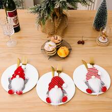 1/3/6 Pcs Christmas Decorations Faceless Old Man Knife And Fork Set, Knife And Fork Not Included