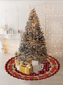 1 Piece Festive Christmas Tree Skirt, 36/48 Inch Polyester Holiday Ornaments, New Wavy Edge Design For Party & Home Decoration, Christmas Decorations. Room Decor