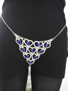 Bộ đồ lót dây đeo thân hình trái tim đính đá màu xanh dương, bộ bikini pha lê phong cách Bohemian bao gồm áo ngực và quần lót, dây mảnh dành cho nữ. - trái tim tình yêu - Xem 4