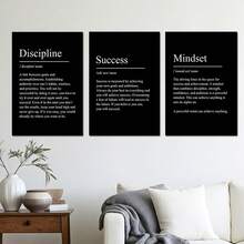 3pcs Quotes Modern Success And Discipline Wall Arts Canvas Posters, High Definition Printing Optional Frame, Inspirational Poster, Suitable For Living Room, Bedroom, Dining Room Home Decoration Hanging Paintings, Printed Materials, Room Corridor Decoration, Artwork, Ideal Gift For Friends - Black and White - View 5