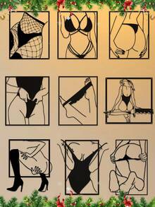 1pc Modern Black Metal Sign - Decorative Bathroom Wall Art, Hanging Iron Sculpture, Wall Mount Design For Home Decor, Unique Gift Idea, Rust-Resistant, Easy To Install