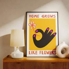 1pc Home Grows Like Flowers Print Frameless Canvas Colorful Poster Flat Design Style - Apartment Decor Aesthetic Wall Art Poster No Frame