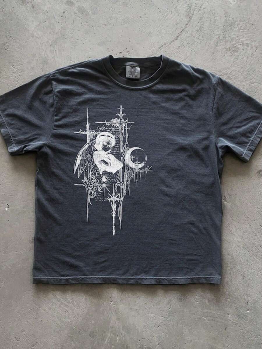 Phantom Troupe 8  Cybersigilism Y2K Grunge  Grunge Aesthetic  Gothic Tshirt  Vintage - 黑色 - 查看 1