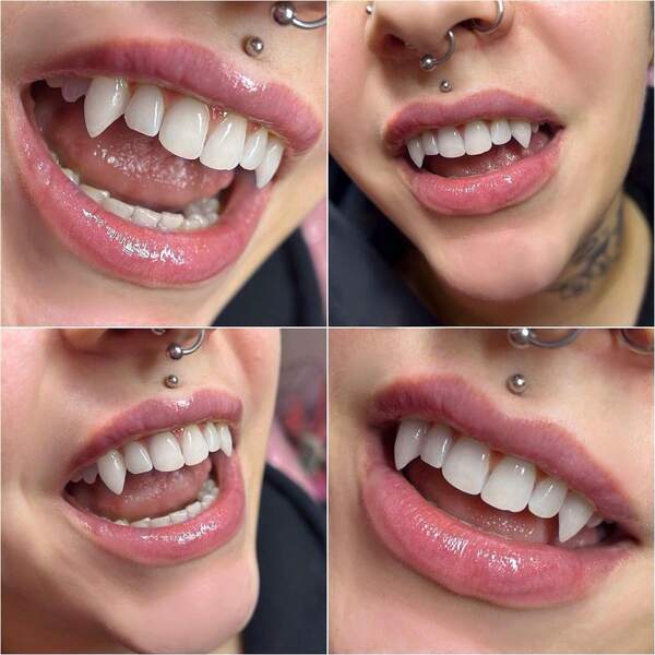 1 Pair Unique Vampire Fang Decor, Unisex Halloween Stage Props Party Accessories