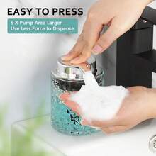 Modern Diamond-Cut Glass Foaming Soap Dispenser With Silver Pump, Refillable Bathroom Hand Wash Bottle, Thick Glass Base & Wide Mouth Design