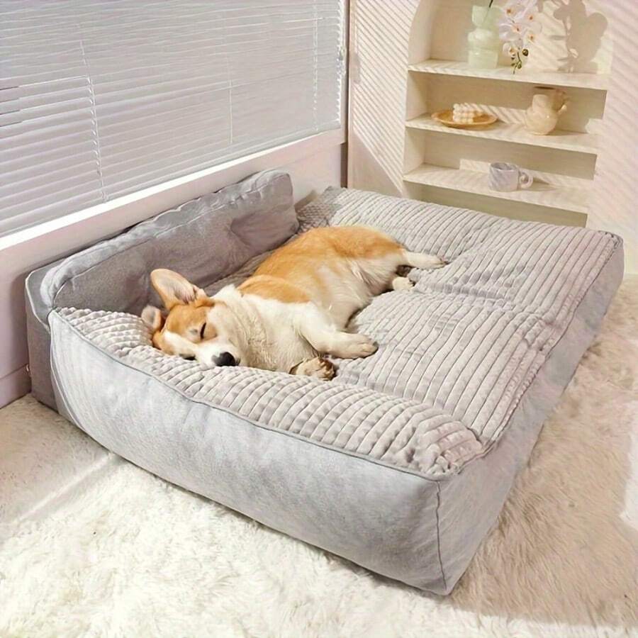 1PC Extra Large Dog Beds 120cm/47Inch For Large Dogs, Luxury Orthopedic Pet Sofa With Detachable Design, Machine Washable, Non-Slip Bottom, Fit For Breeds Sized 15 To 50 Kg, All Season Use, High-Density Filling Soft And Comfortable