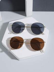 1 件男士休闲优雅复古圆框全框金属时尚眼镜，适合户外活动和服装