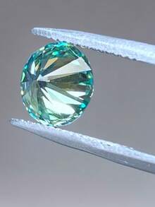 1 pieza de piedra suelta sintética de moissanita redonda de 5.0-8.0 mm y 0.5-2 ct de color azul-verde/verde amarillento, aplicable para monturas de joyería, uñas, anillos DIY, cadenas, aretes y accesorios
