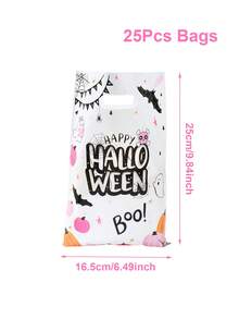 10/25/50Pcs Halloween Gift Bag With Handle,Pumpkin,Ghost,Bat Design Hand-Held Gift Wrapping Bag,Cute Halloween Gift Packaging Bag,Halloween Candy Bag,Halloween Snack Food Storage Bag,Halloween Party Favor Bag,Tote Bag,Trick Or Treat Decoration For Halloween,Halloween Party Decorations,Happy Halloween Decor,Festival Home Gathering Favors,Organization And Storage