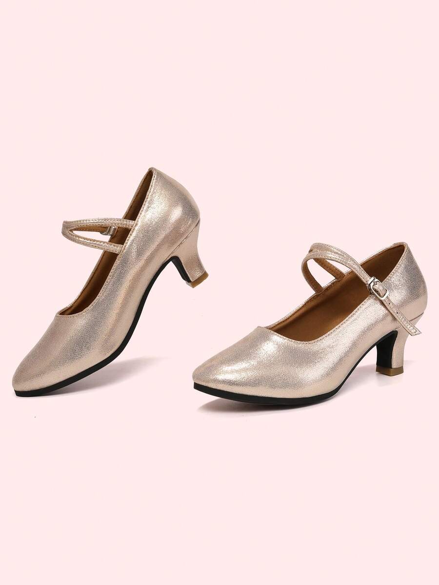 女士舞蹈鞋高跟橡胶鞋底适合室内户外舞蹈拉丁探戈华尔兹萨尔萨舞 - 玫瑰金 - 查看 1