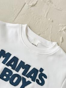 2pcs/Set Baby Boy Casual Letter Patchwork Long Sleeve Sweatshirt + Pants, Spring/Summer - White - View 8