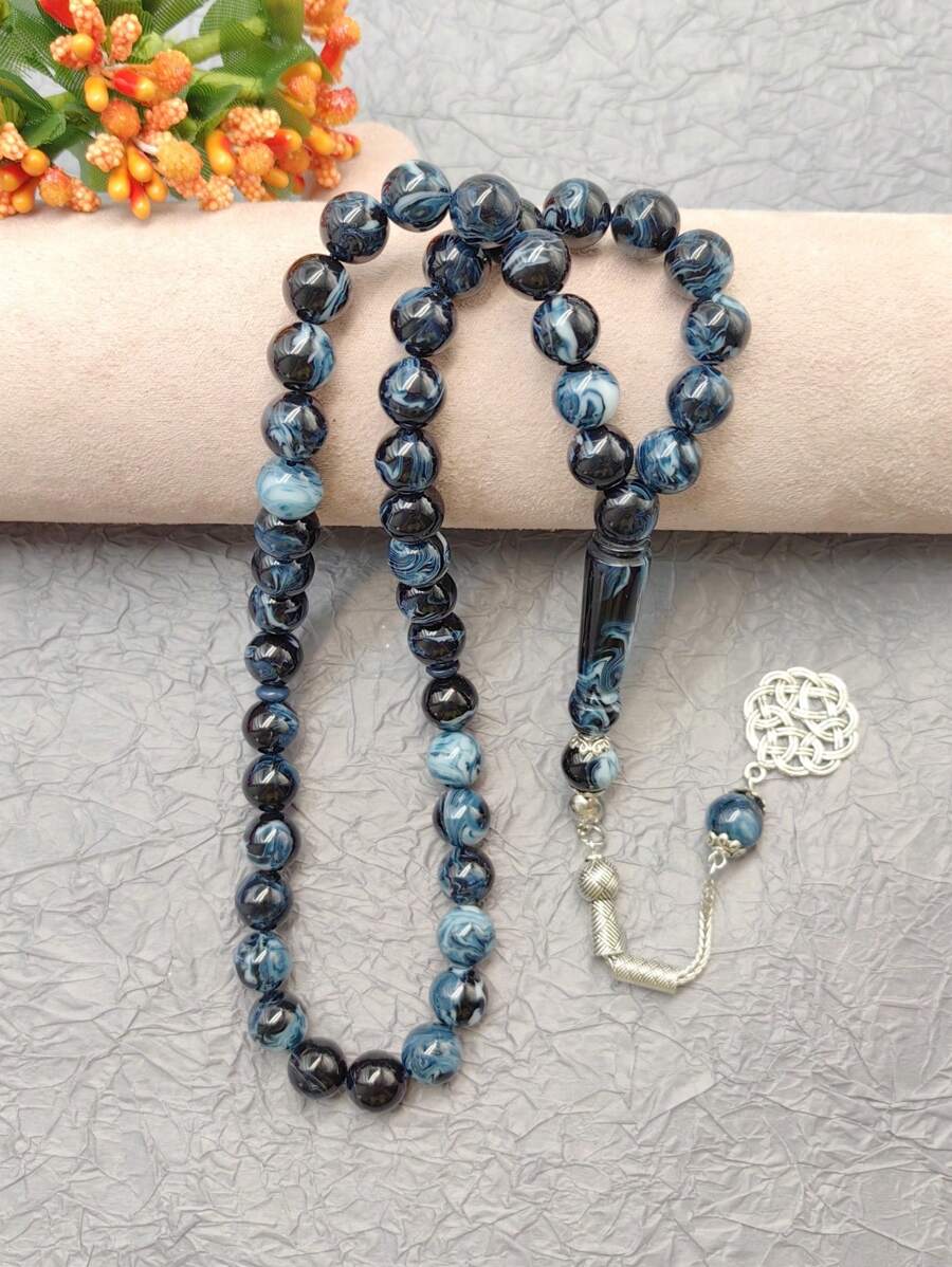1 件 45 颗 10 毫米穆斯林念珠手链，经典蓝灰色男女通用设计 - 彩色 - 查看 1