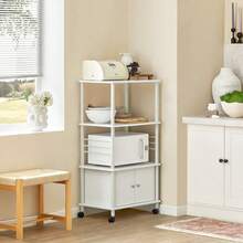 SoBuy FRG12-W, Kitchen Microwave Shelf, Kitchen Storage Cabinet Shelf, Kitchen Serving Trolley, 60x40x115cm - White - View 3