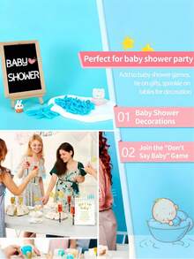 100个/50个婴儿派对衣夹游戏，幼儿男孩塑料衣夹，迷你蓝色衣夹，1.2英寸大包装，非常适合婴儿派对、性别揭晓派对装饰、婴儿礼物、DIY手工制作 - 天藍色 - 查看 4